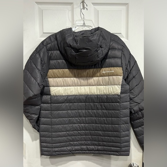 Cotopaxi Men’s XL Fuego Hooded Down Puffer Jacket Cinder Stripes Grey NWT - Picture 3 of 15